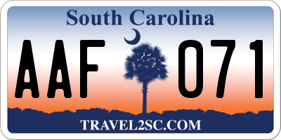 SC license plate AAF071