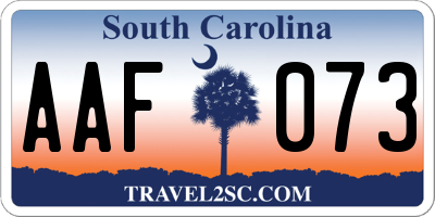 SC license plate AAF073