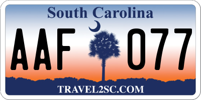 SC license plate AAF077