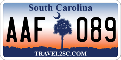 SC license plate AAF089