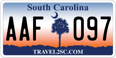 SC license plate AAF097