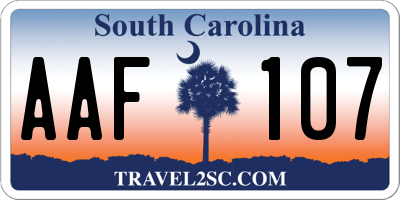 SC license plate AAF107