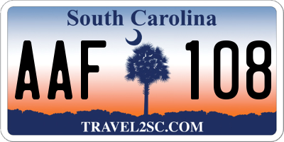 SC license plate AAF108