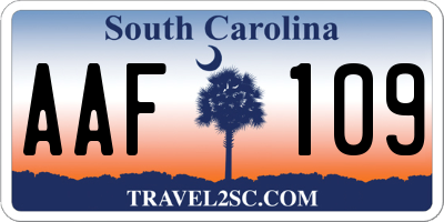 SC license plate AAF109