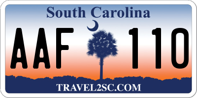 SC license plate AAF110