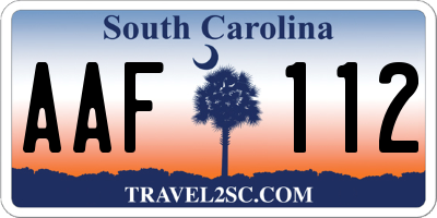 SC license plate AAF112