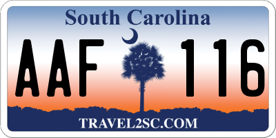 SC license plate AAF116