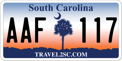 SC license plate AAF117