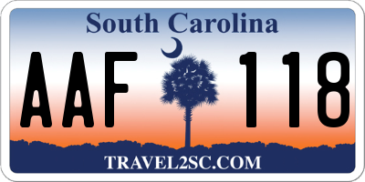 SC license plate AAF118