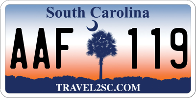 SC license plate AAF119