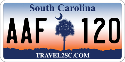 SC license plate AAF120