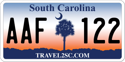 SC license plate AAF122