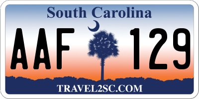 SC license plate AAF129