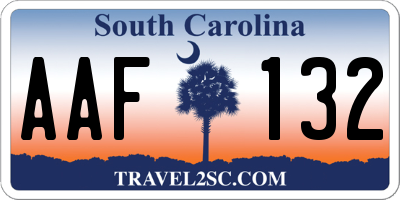 SC license plate AAF132