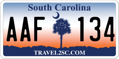 SC license plate AAF134