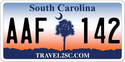 SC license plate AAF142