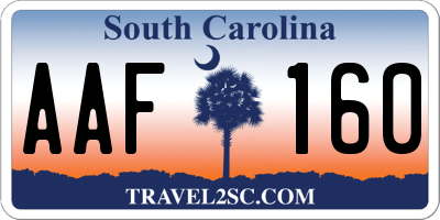 SC license plate AAF160