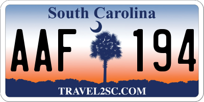 SC license plate AAF194