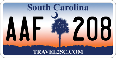 SC license plate AAF208