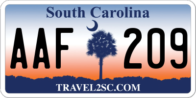 SC license plate AAF209