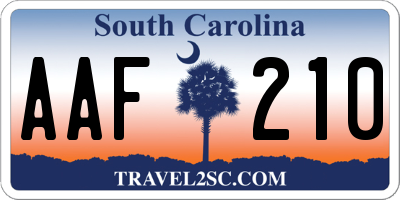 SC license plate AAF210