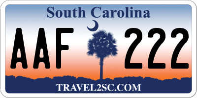 SC license plate AAF222