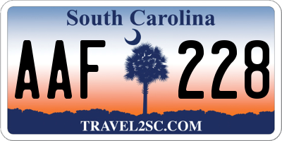 SC license plate AAF228