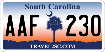 SC license plate AAF230