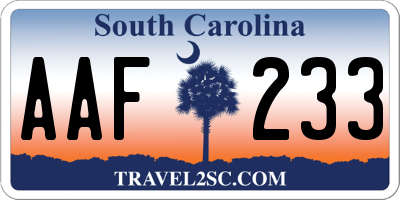 SC license plate AAF233