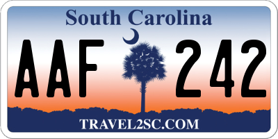SC license plate AAF242