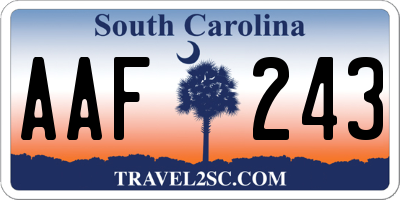 SC license plate AAF243