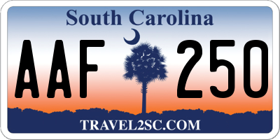 SC license plate AAF250