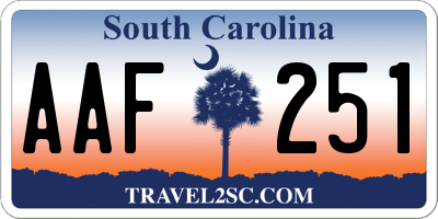 SC license plate AAF251