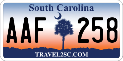 SC license plate AAF258