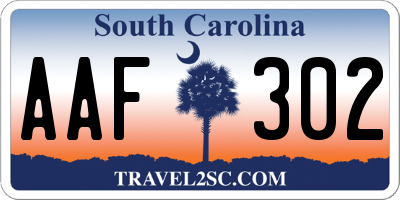 SC license plate AAF302