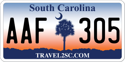 SC license plate AAF305