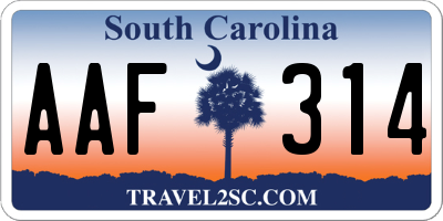 SC license plate AAF314