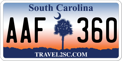 SC license plate AAF360