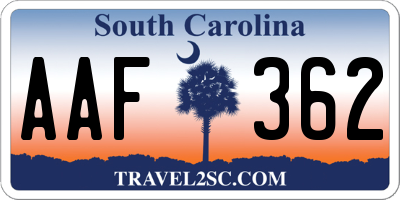 SC license plate AAF362