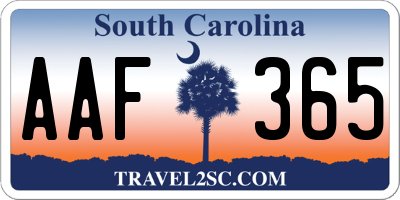 SC license plate AAF365