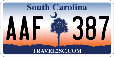 SC license plate AAF387