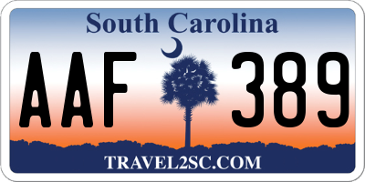 SC license plate AAF389