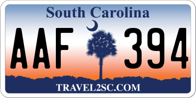 SC license plate AAF394