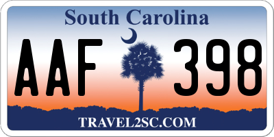 SC license plate AAF398