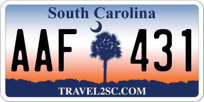 SC license plate AAF431