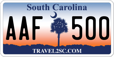 SC license plate AAF500