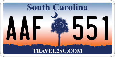 SC license plate AAF551