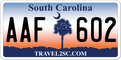 SC license plate AAF602