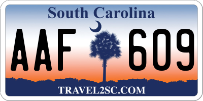SC license plate AAF609