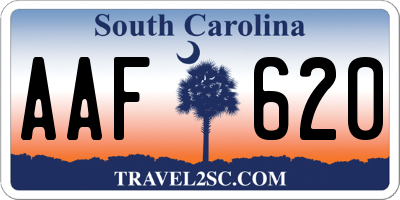 SC license plate AAF620
